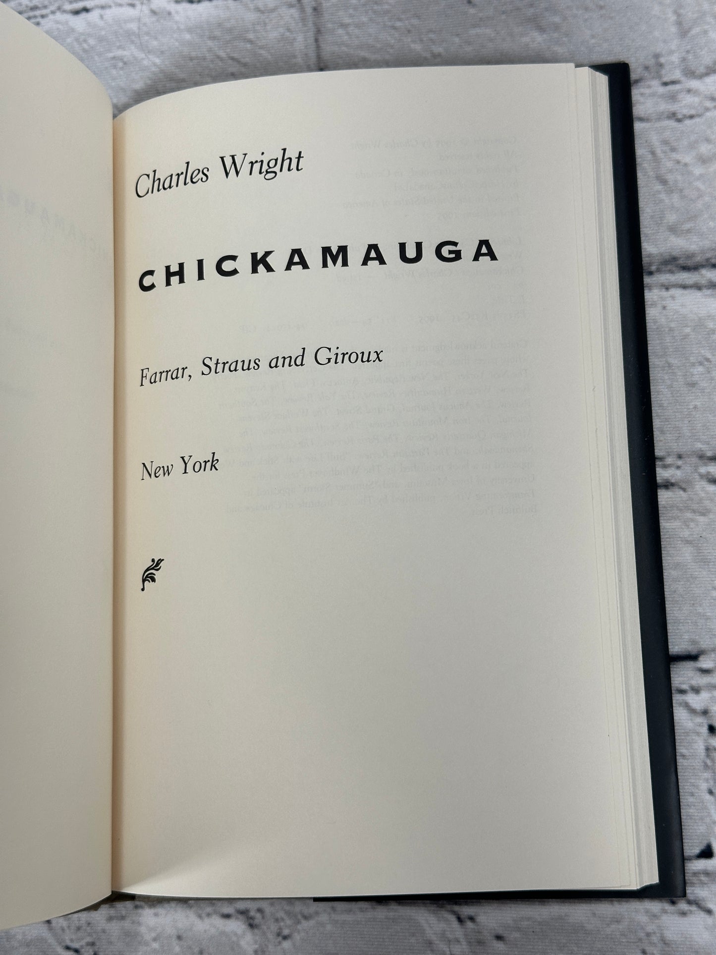 Chickamauga by Charles Wright [First Edition · 1995]