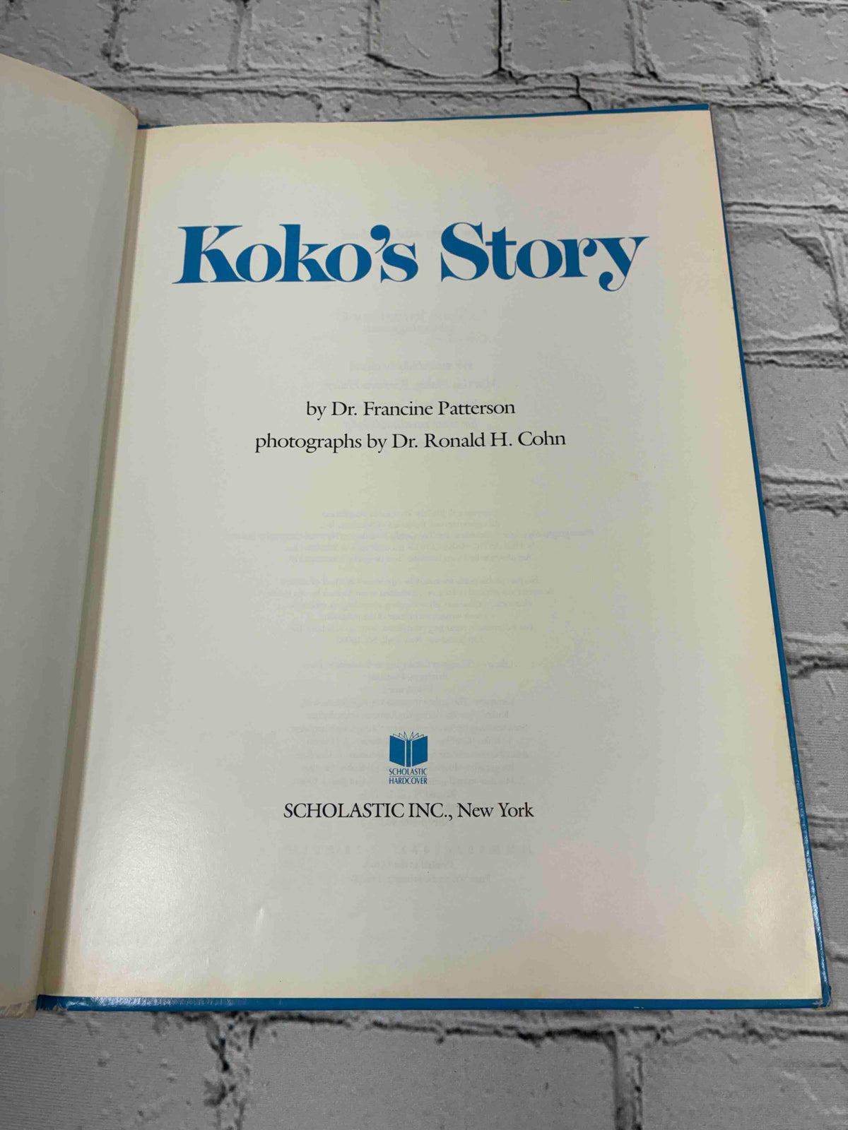 Koko's Story by Francine Patterson, 1987 Scholastic hardcover - title page