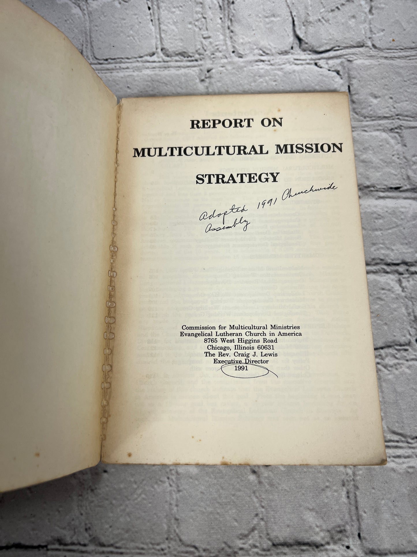 Report on Multicultural Mission Strategy [Evangelical Lutheran Church · 1991]