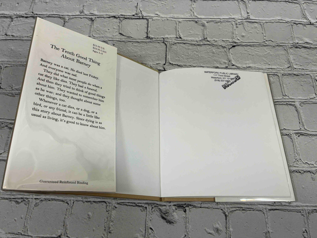 The Tenth Good Thing About Barney by Judith Viorst, ex-library hardcover - front jacket flap and library stamps