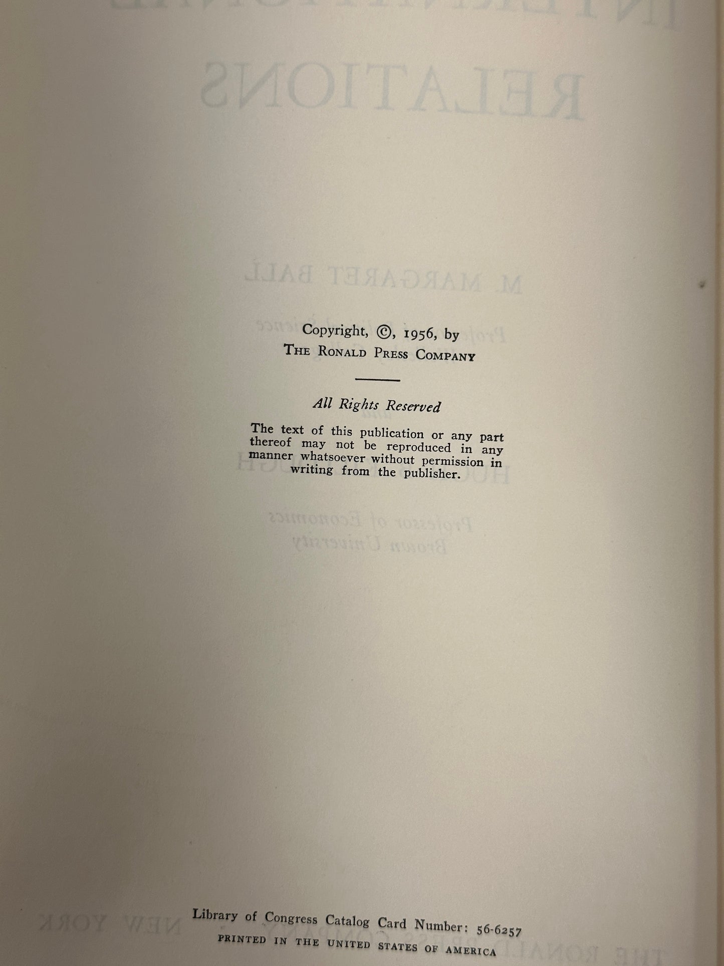 International Relations by Margaret Ball and Hugh Killough [1956]