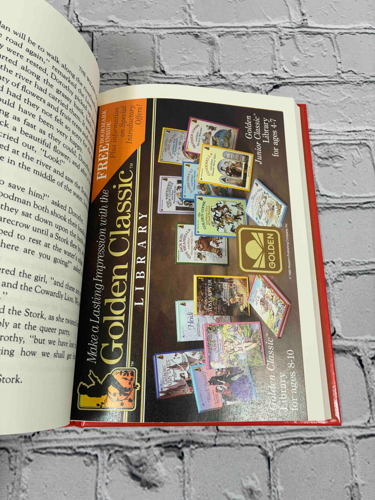 The Wizard of Oz by L. Frank Baum, 1986 Golden Classic hardcover - bound-in Golden Classic Library card