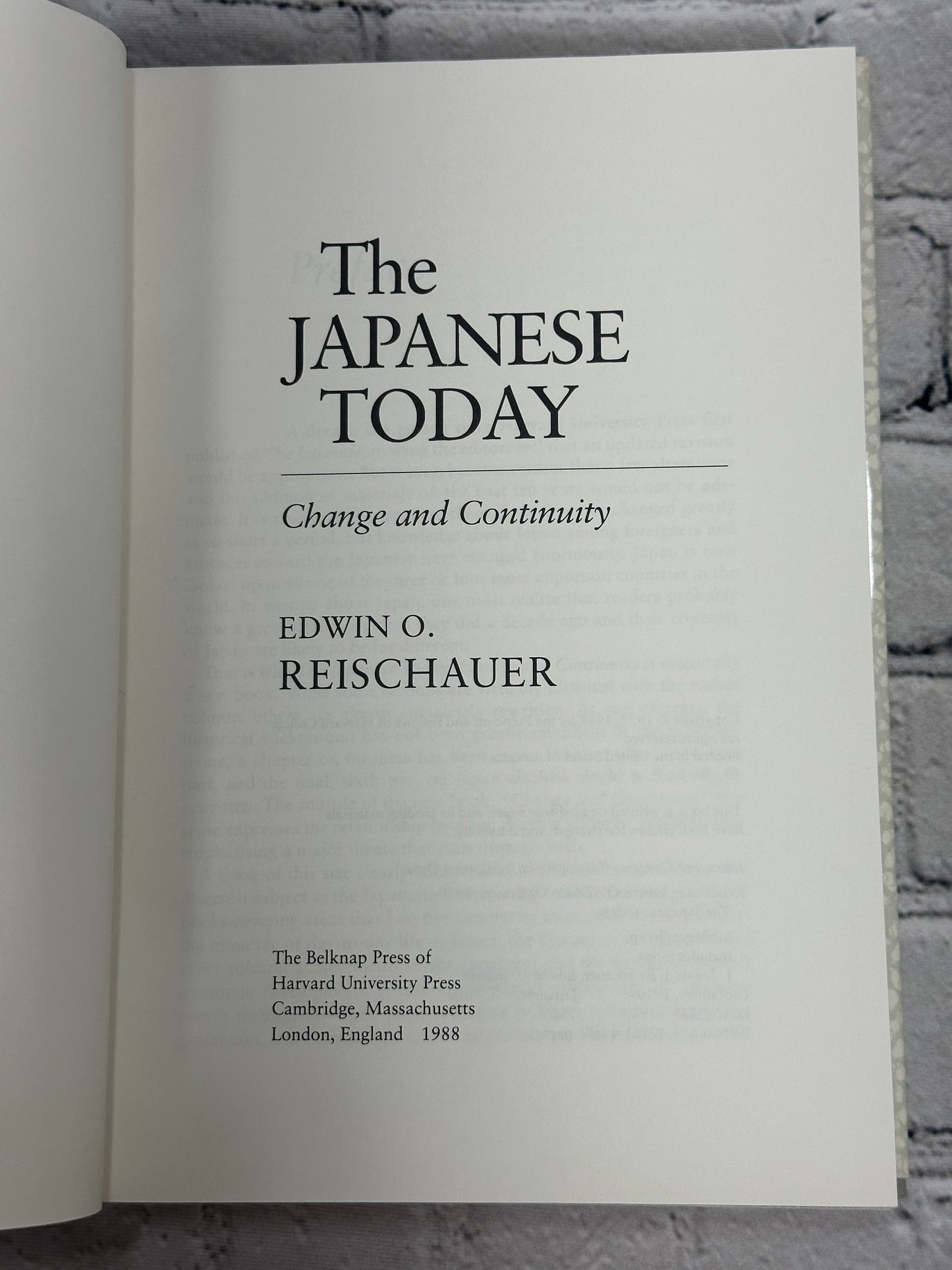 The Japanese Today by Edwin O. Reischauer [1st Print · 1988]