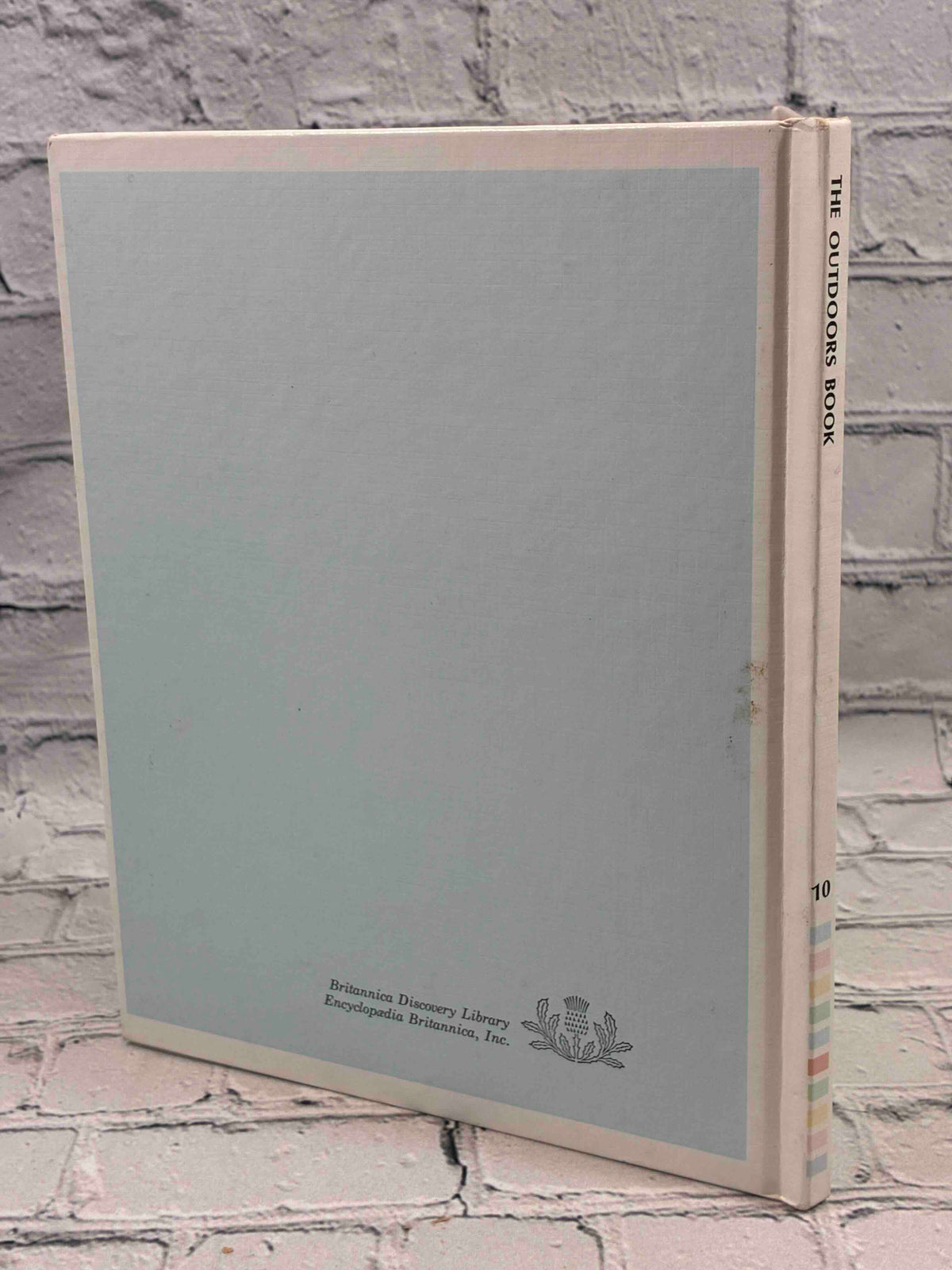 The Outdoors Book, Britannica Discovery Library Vol. 10 hardcover - rear board and spine