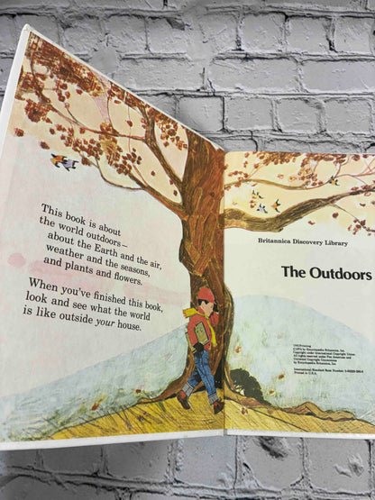 The Outdoors Book, Britannica Discovery Library Vol. 10 hardcover - opening spread and copyright information