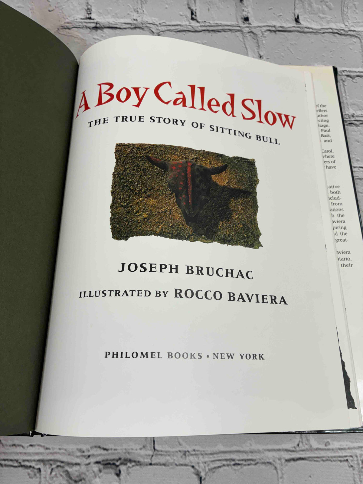 A Boy Called Slow by Joseph Bruchac, Philomel hardcover - title page