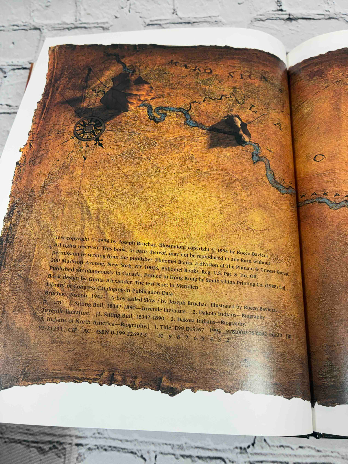 A Boy Called Slow by Joseph Bruchac, Philomel hardcover - copyright page