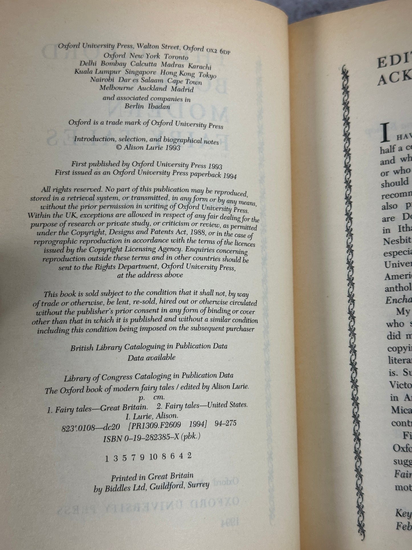 The Oxford Book of Modern Fairy Tales by Alison Lure [1994]