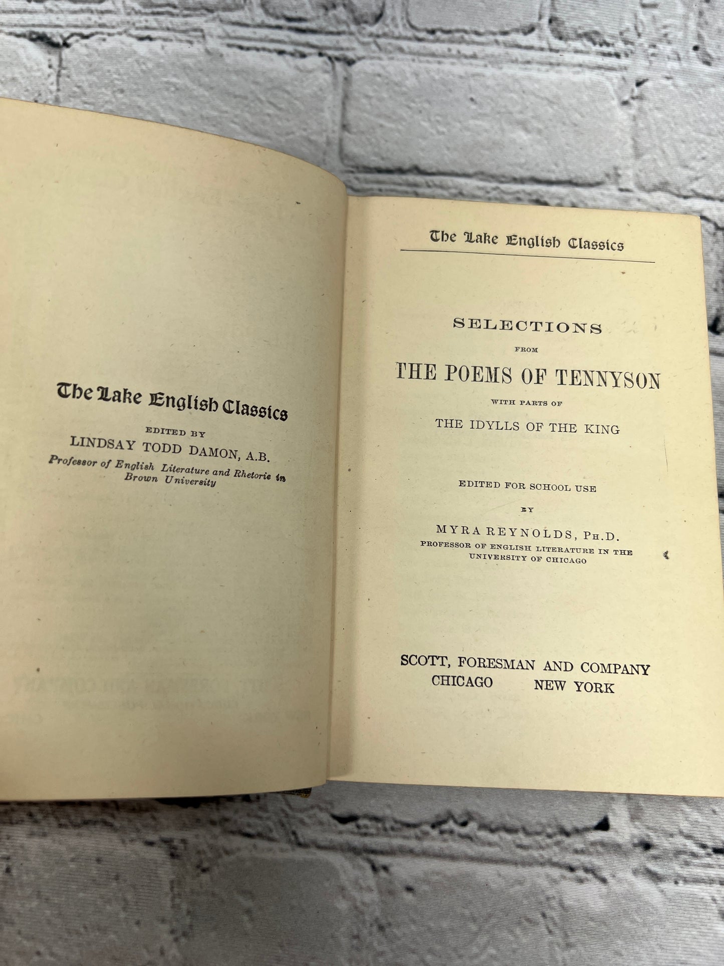 Tennyson Selected Poems Reynolds Antique [1913 · Lake English Classics]