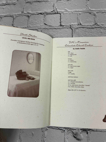 New York State Chocolate Festival: Prize-Winning Recipes, 1996 Equinox pamphlet - Youth Shelter page and J.R.'s Hawaiian Chocolate Chunk Cookies recipe