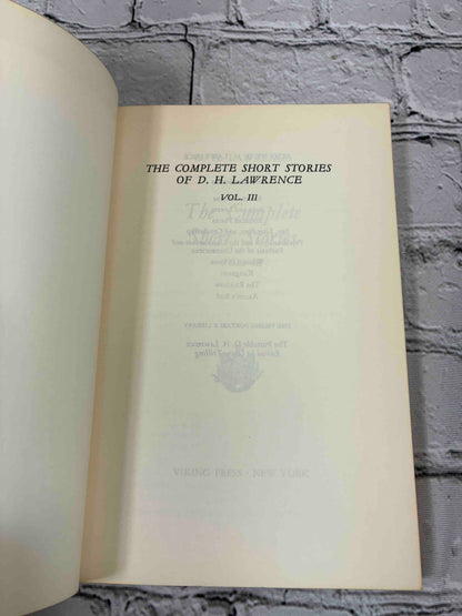 The Complete Short Stories of D.H. Lawrence Volume Three, 1965 Viking Compass paperback - half title page