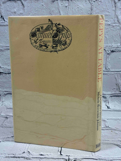 Pepys at Table by Christopher Driver and Michelle Berriedale-Johnson, 1984 Bell & Hyman hardcover - rear of dust jacket and spine