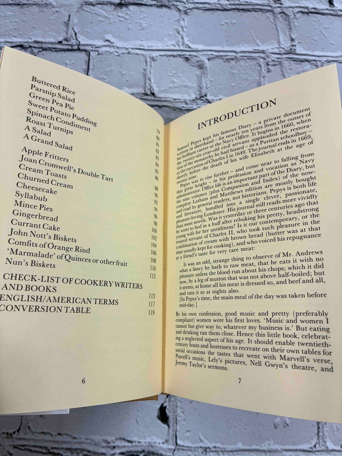 Pepys at Table by Christopher Driver and Michelle Berriedale-Johnson, 1984 Bell & Hyman hardcover - contents continued and introduction