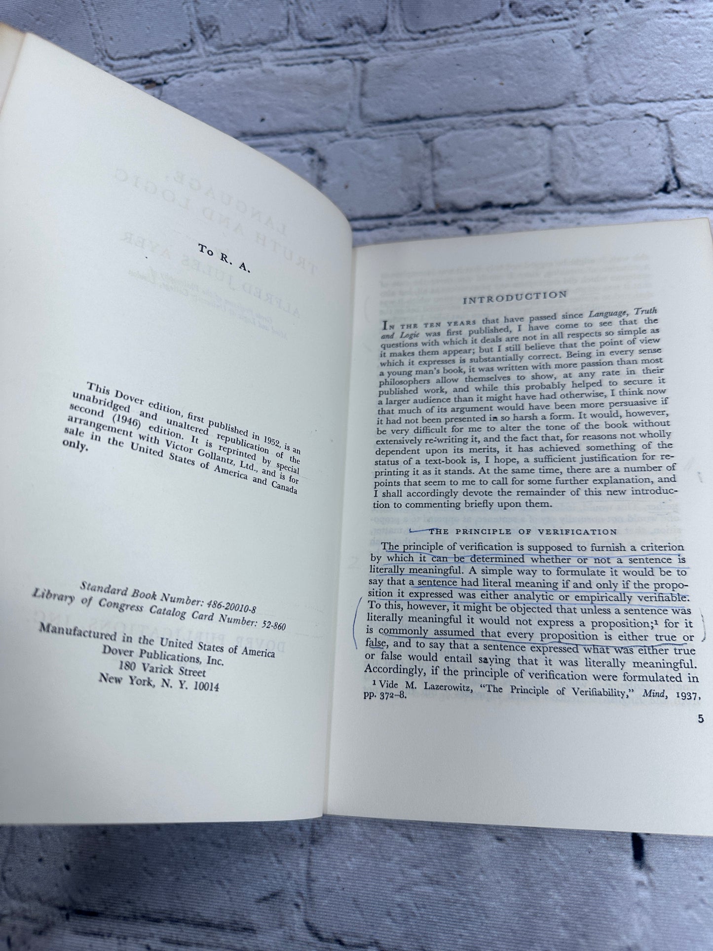 Language Truth and Logic By Alfred Jules Ayer [Dover Publications · 1946]