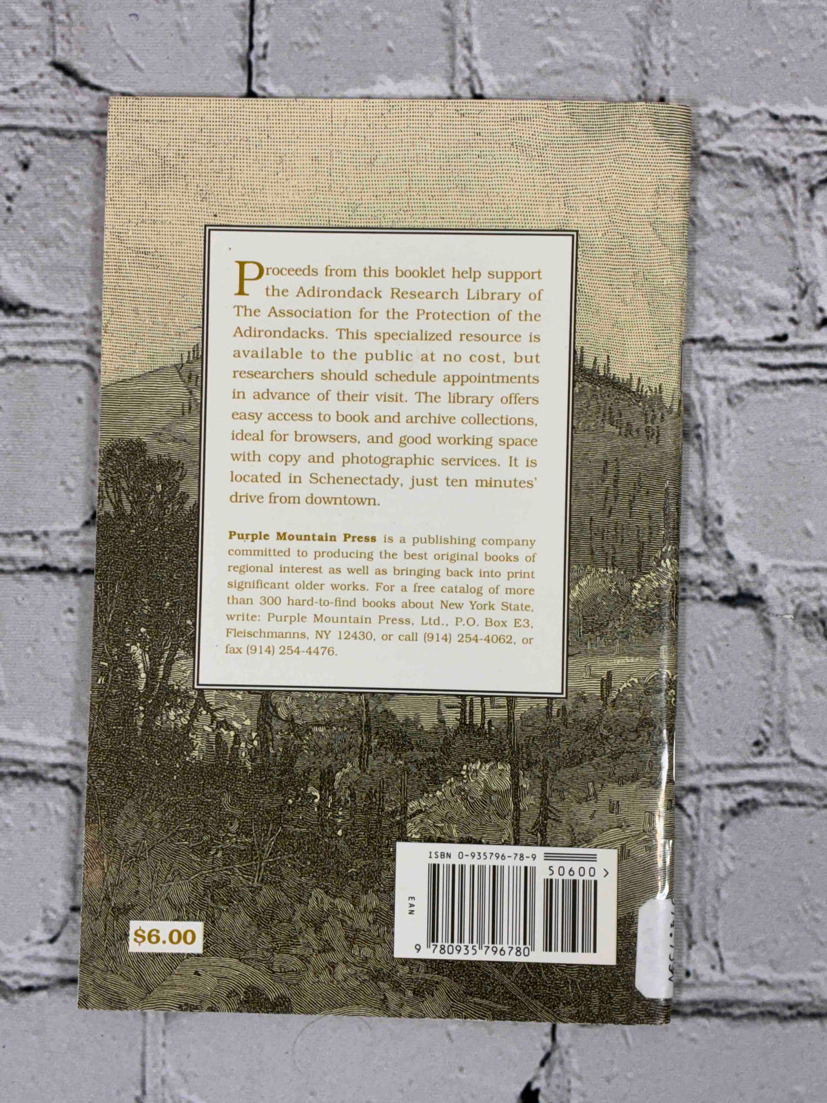 The Forest Preserve of New York State in the Adirondack and Catskill Mountains by Norman J. VanValkenburgh, 1996 Purple Mountain Press paperback - back cover with ISBN