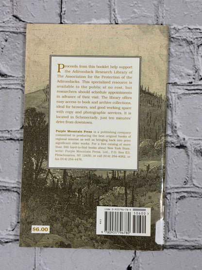 The Forest Preserve of New York State in the Adirondack and Catskill Mountains by Norman J. VanValkenburgh, 1996 Purple Mountain Press paperback - back cover with ISBN