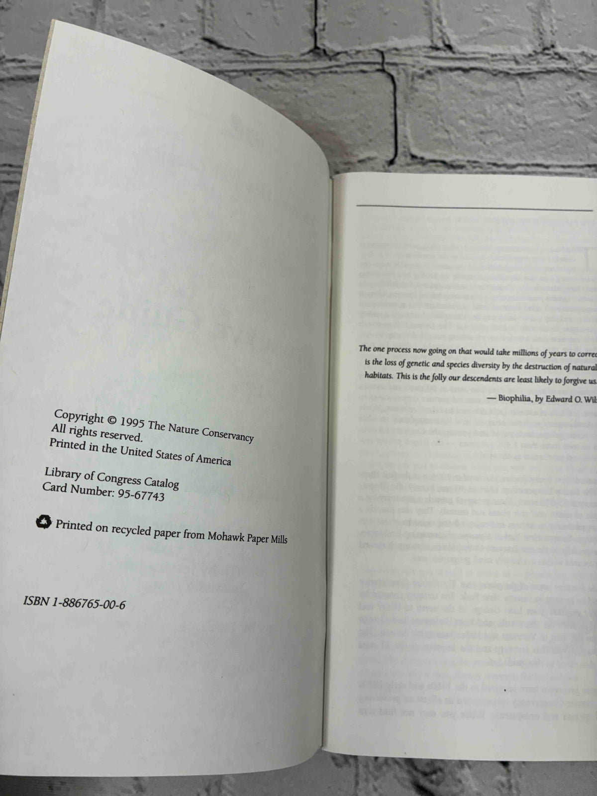 Preserve Guide Eastern New York Chapter by Edward J. Gibson, 1995 The Nature Conservancy paperback - copyright page and epigraph