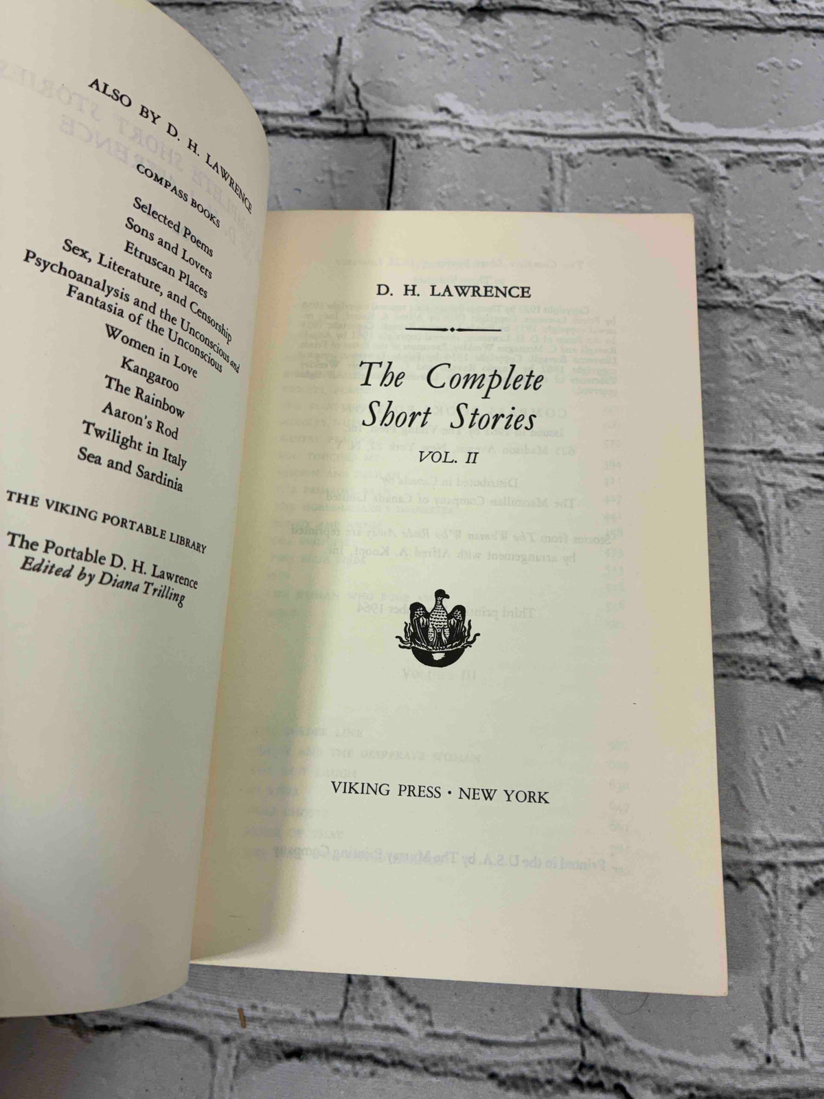 The Complete Short Stories Volume Two by D. H. Lawrence, 1964 Viking Compass Books paperback - title page
