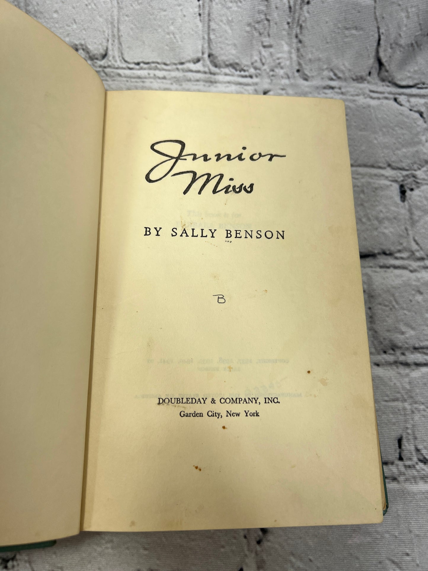 Junior Miss By Sally Benson [1941 · Doubleday & Co.]