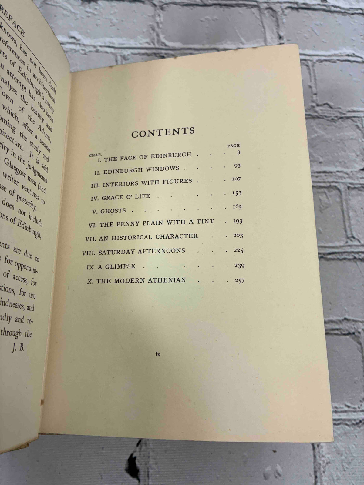 Edinburgh Revisited by James Bone, 1913 Sidgwick & Jackson hardcover - contents