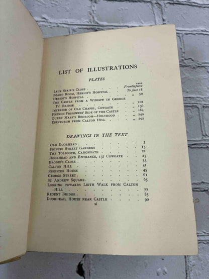 Edinburgh Revisited by James Bone, 1913 Sidgwick & Jackson hardcover - list of illustrations