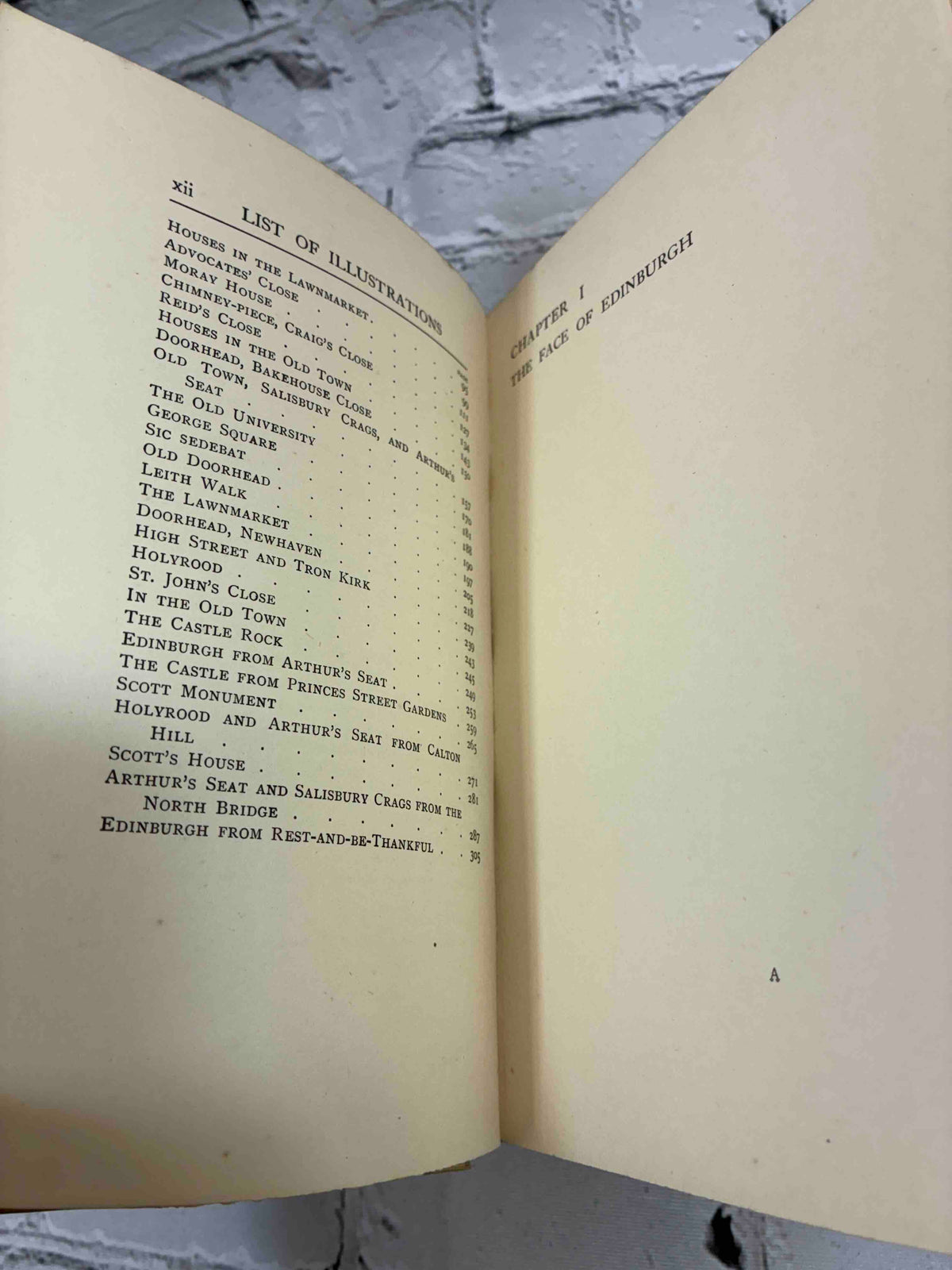 Edinburgh Revisited by James Bone, 1913 Sidgwick & Jackson hardcover - list of illustrations continued and chapter I half title
