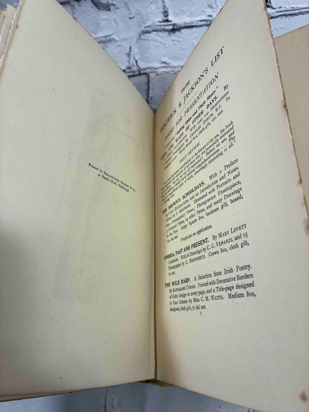 Edinburgh Revisited by James Bone, 1913 Sidgwick & Jackson hardcover - printer's colophon and publisher's list