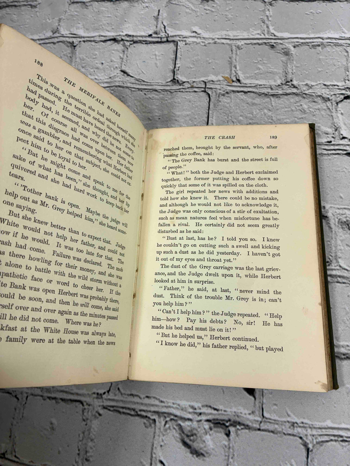 The Merivale Banks by Mary J. Holmes, 1903 G. W. Dillingham hardcover - sample pages 188-189
