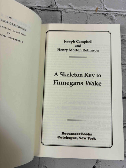 A Skeleton Key to Finnegans Wake by Joseph Campbell and Henry Morton Robinson, 1976 Buccaneer Books hardcover - dedication and title page