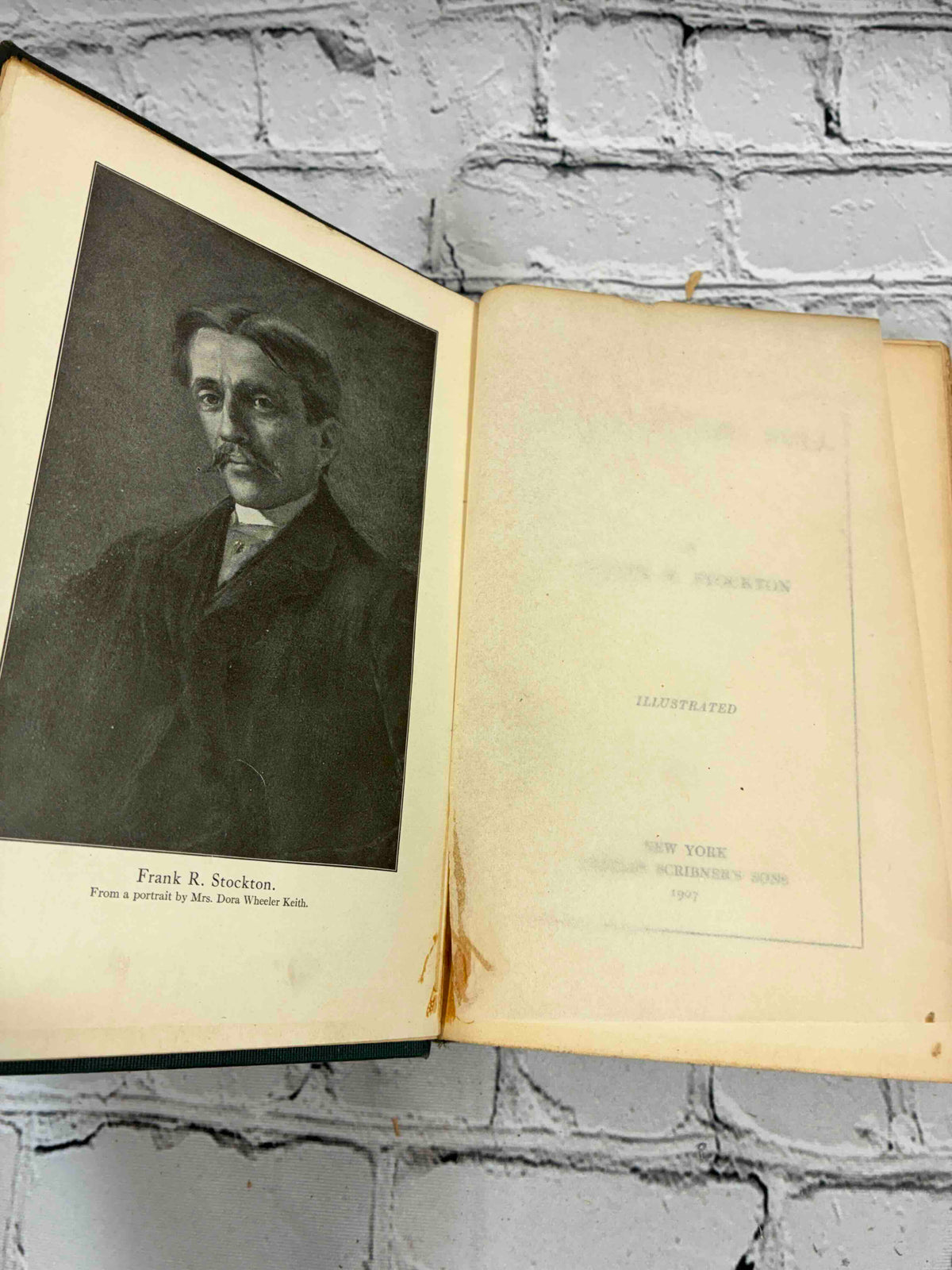 The Late Mrs. Null by Frank R. Stockton, 1907 Scribner hardcover - frontispiece portrait of Frank R. Stockton and title page
