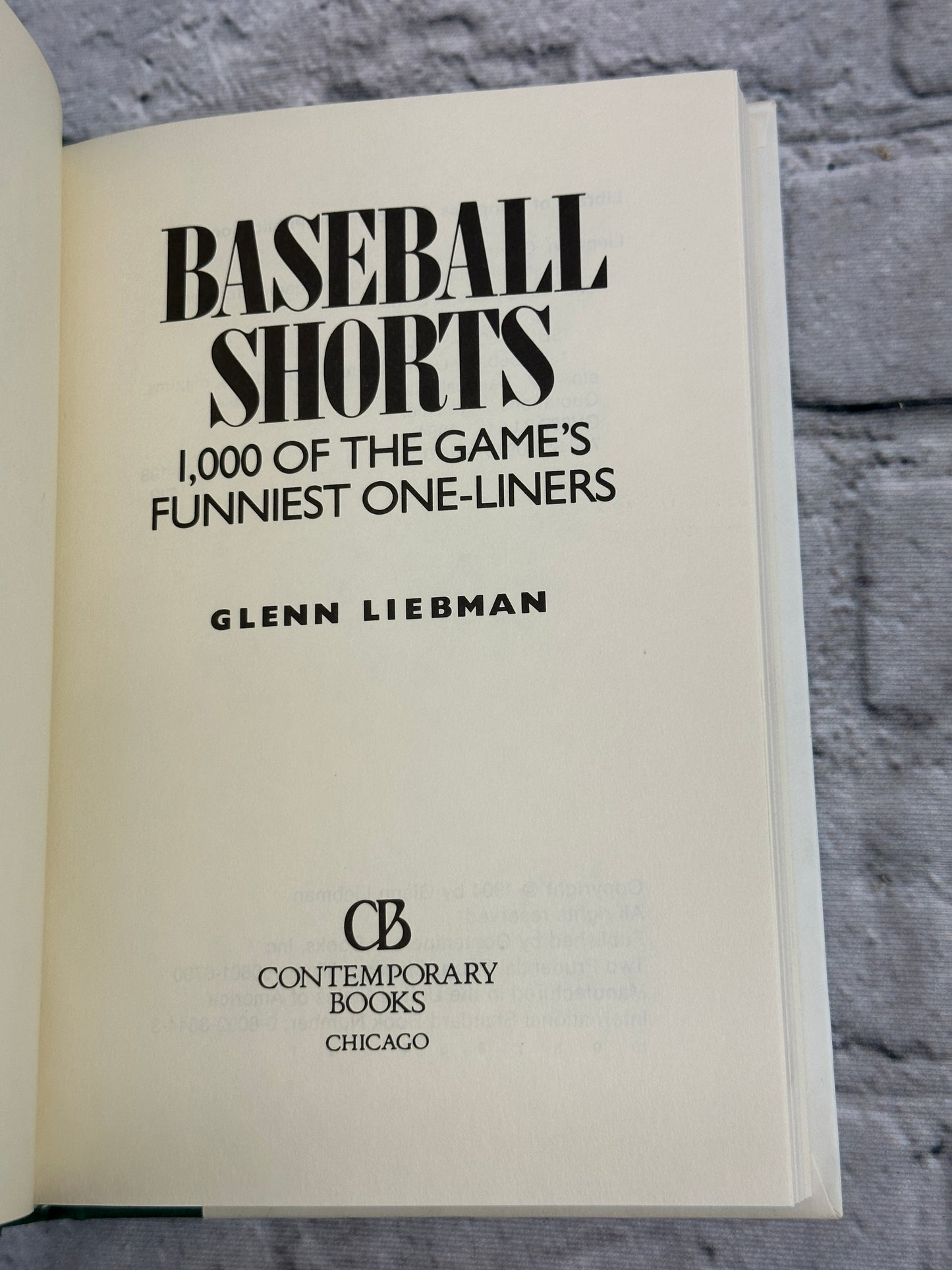 Baseball Shorts: 1,000 One-Liners by Glenn Liebman (1994 · 1st Print · Signed)