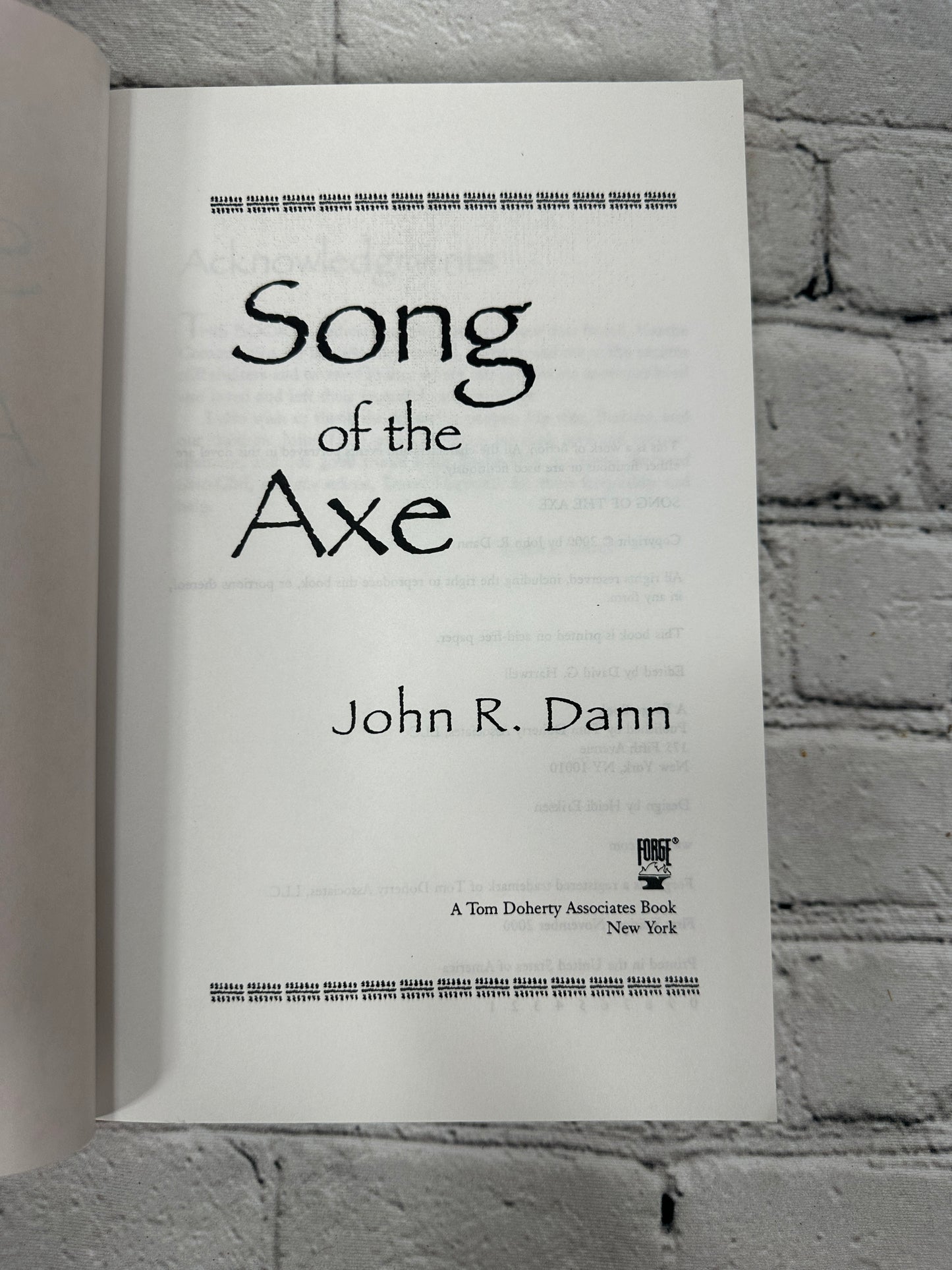 Song of the Axe by John R. Dann [2000 · Advance Uncorrected Proof]