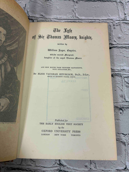 The Lyfe of Sir Thomas Moore by William Roper, 1958 Oxford University Press hardcover - title page