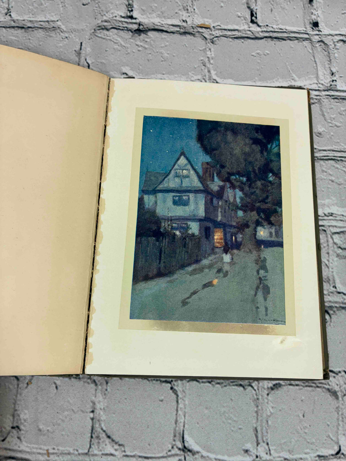 A Day with Nathaniel Hawthorne by May Byron, Hodder & Stoughton hardcover - colour plate of a house at night