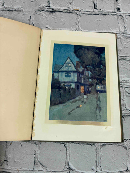 A Day with Nathaniel Hawthorne by May Byron, Hodder & Stoughton hardcover - colour plate of a house at night