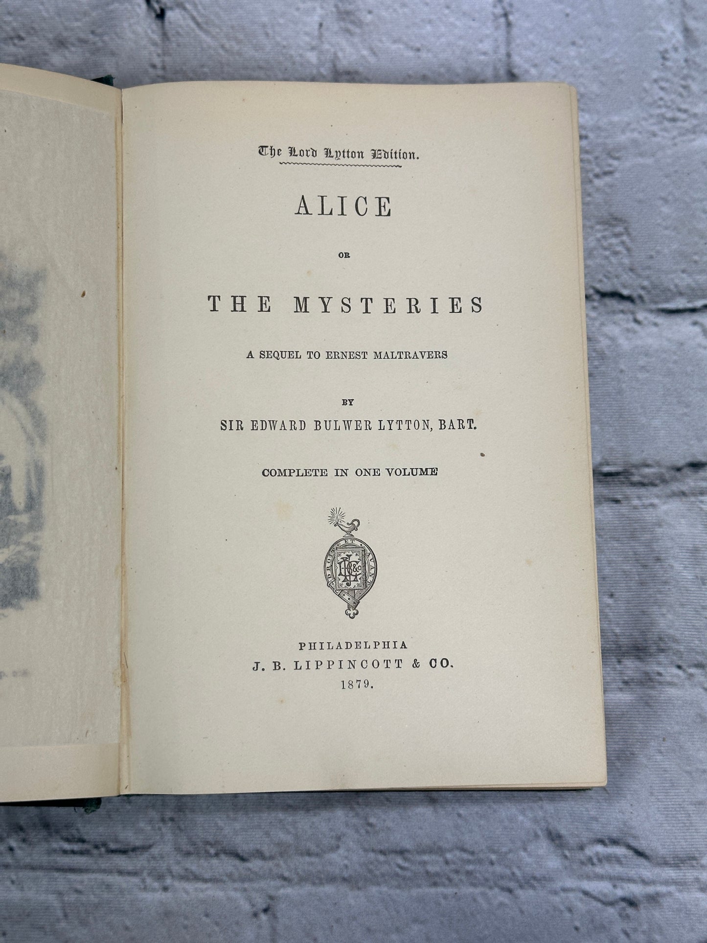 Alice or the Mysteries by Sir Edward Bulwer Lytton [1879]