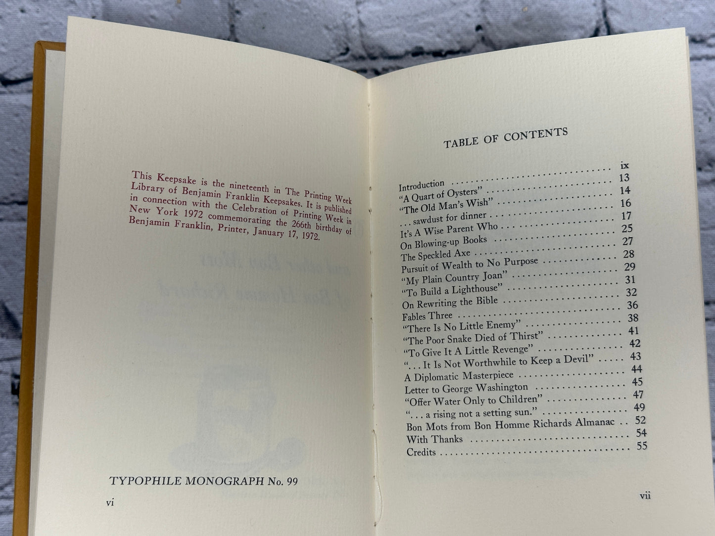 A Quart of Oysters & Other Bon Mots of Bon Homme Richard by Benjamin Franklin [1st Ed. · 1972]