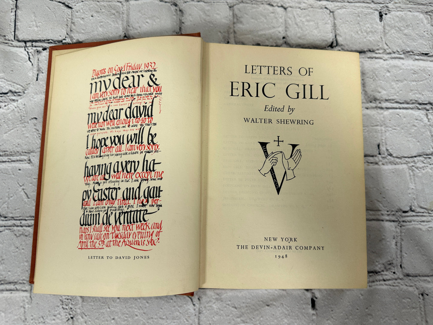 Letters of Eric Gill edited by Walter Shewring [1948 · 1st American Edition]