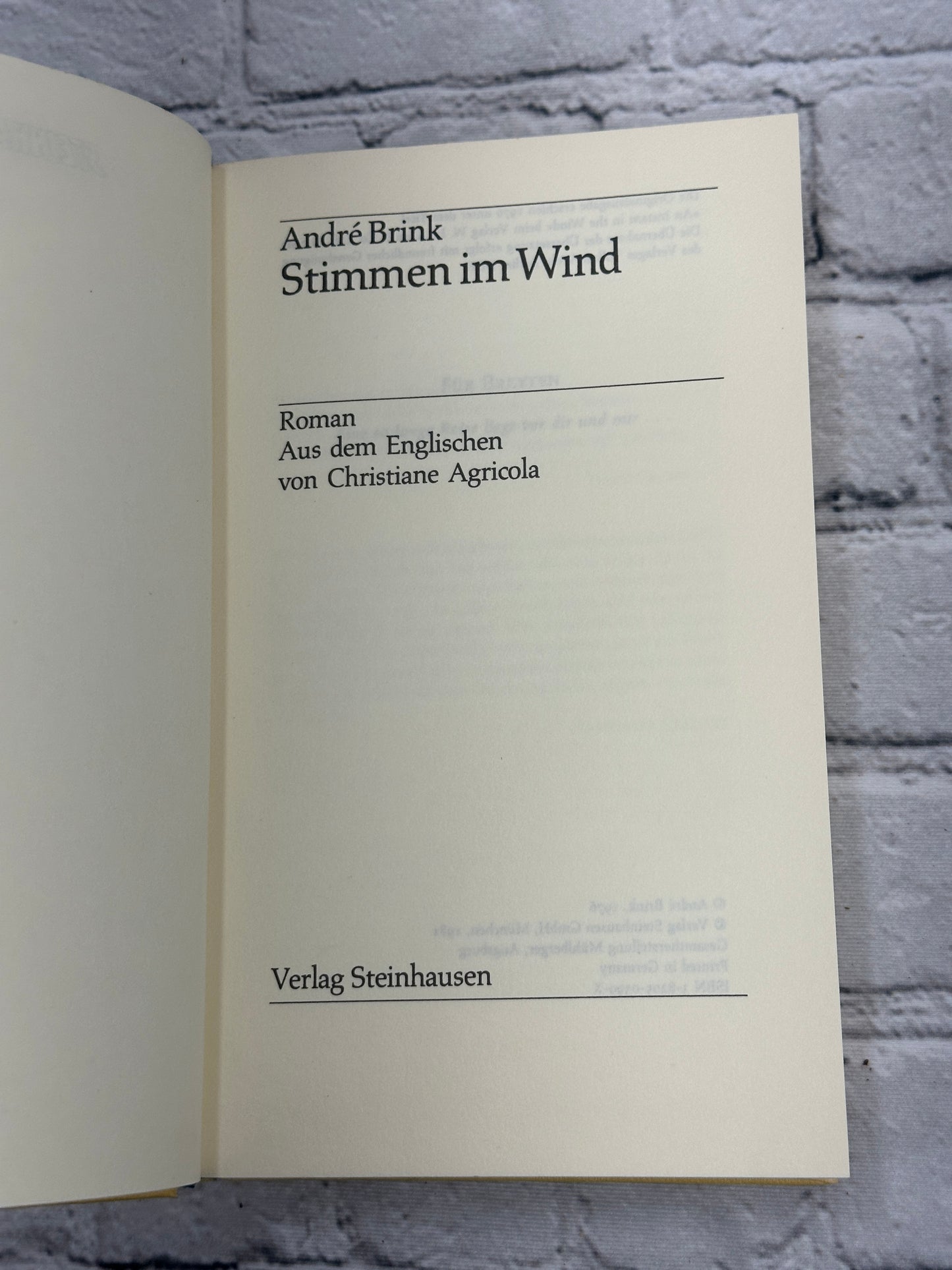 Stimmen im Wind (An Instant in the Wind) by Andre Brink [1981]