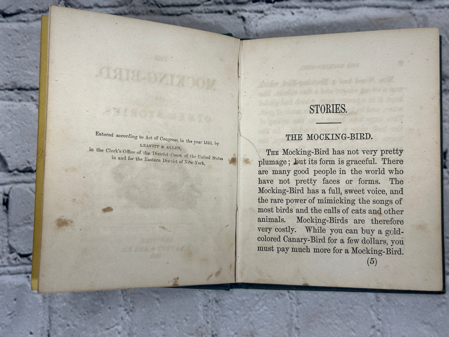 The Mockingbird & Other Stories [Uncle George's Juveniles · 1854]