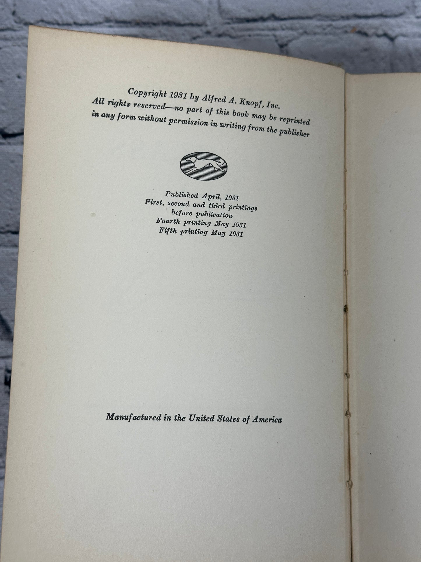 The Glass Key By Dashiell Hammett [5th Printing · 1931]