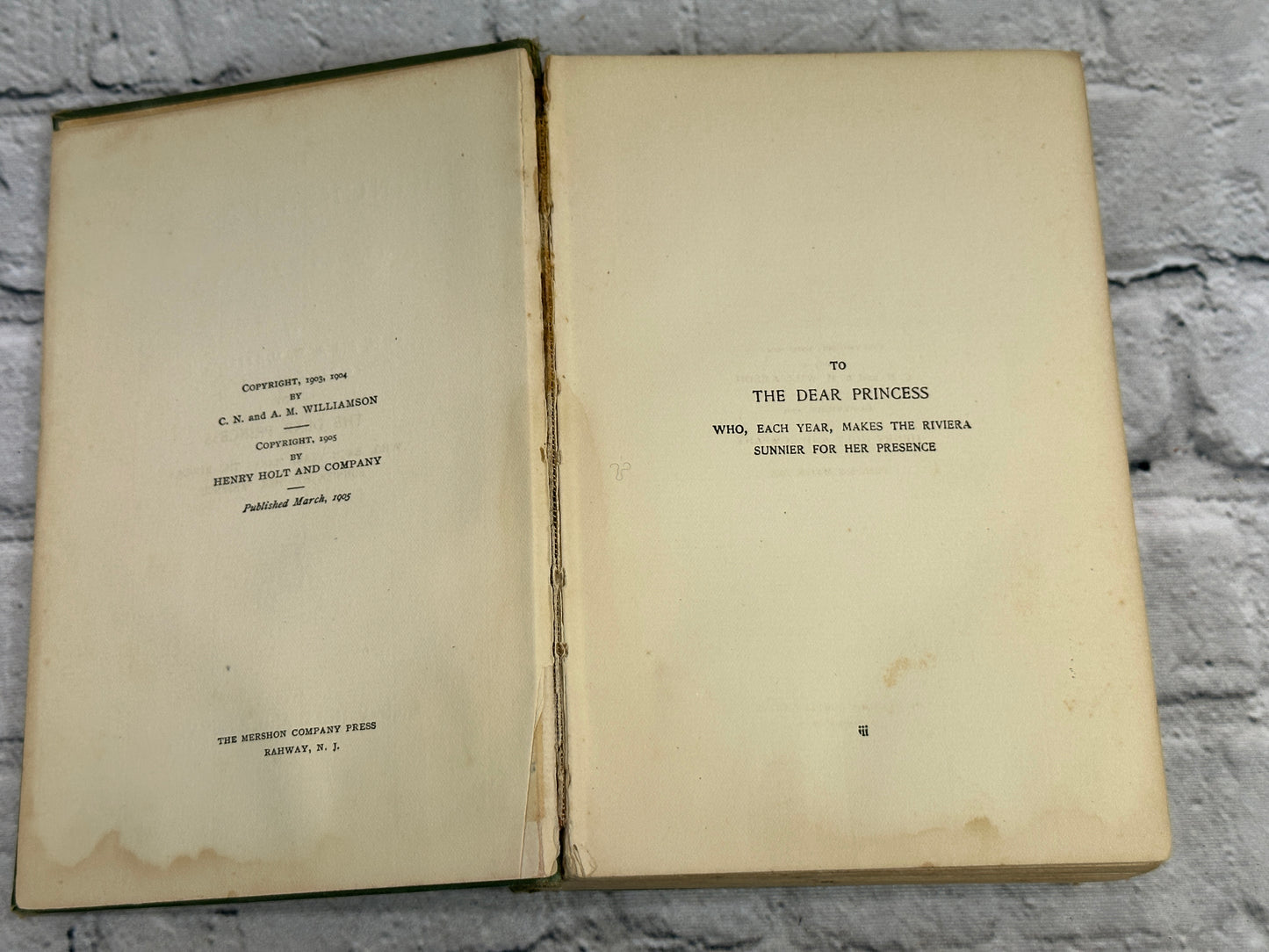 The Princess Passes by C. N. & A. M. Williamson [1905 · First Edition]