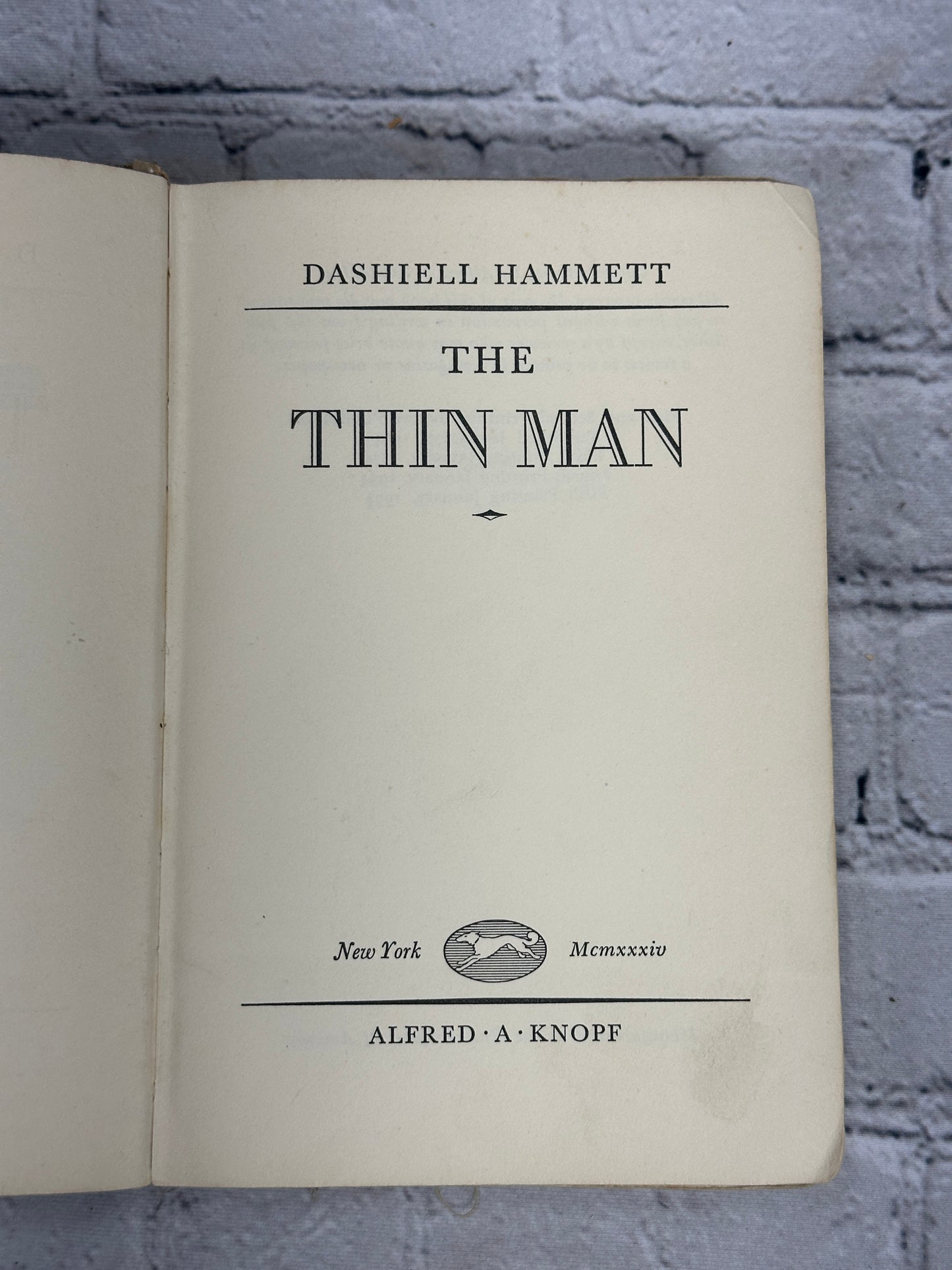 The Thin Man By Dashiell Hammett [5th Printing · 1934]