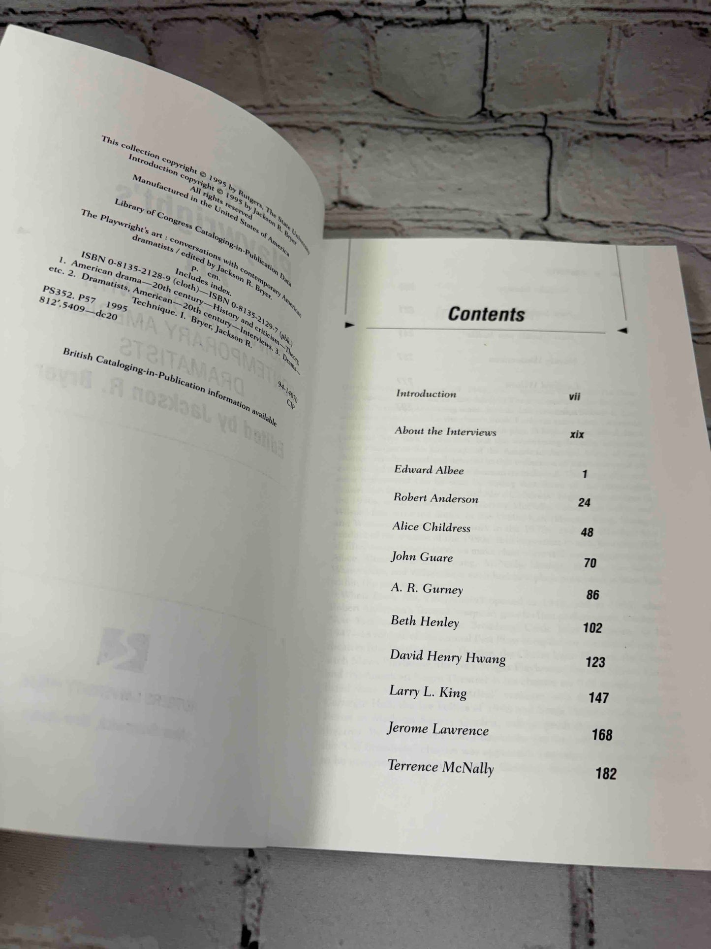 The Playwright's Art: Conversations with Contemporary American Dramatists