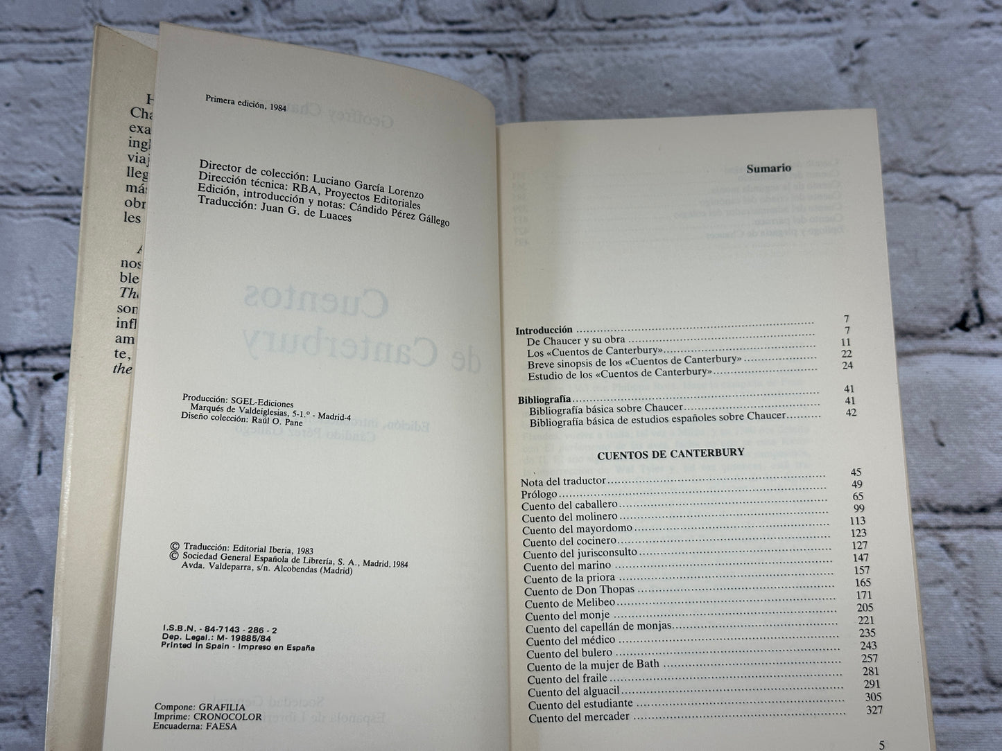Cuentos de Canterbury Geoffrey Chaucer [Edicion de Candido Perez Gallego · 1st Edition · 1984]