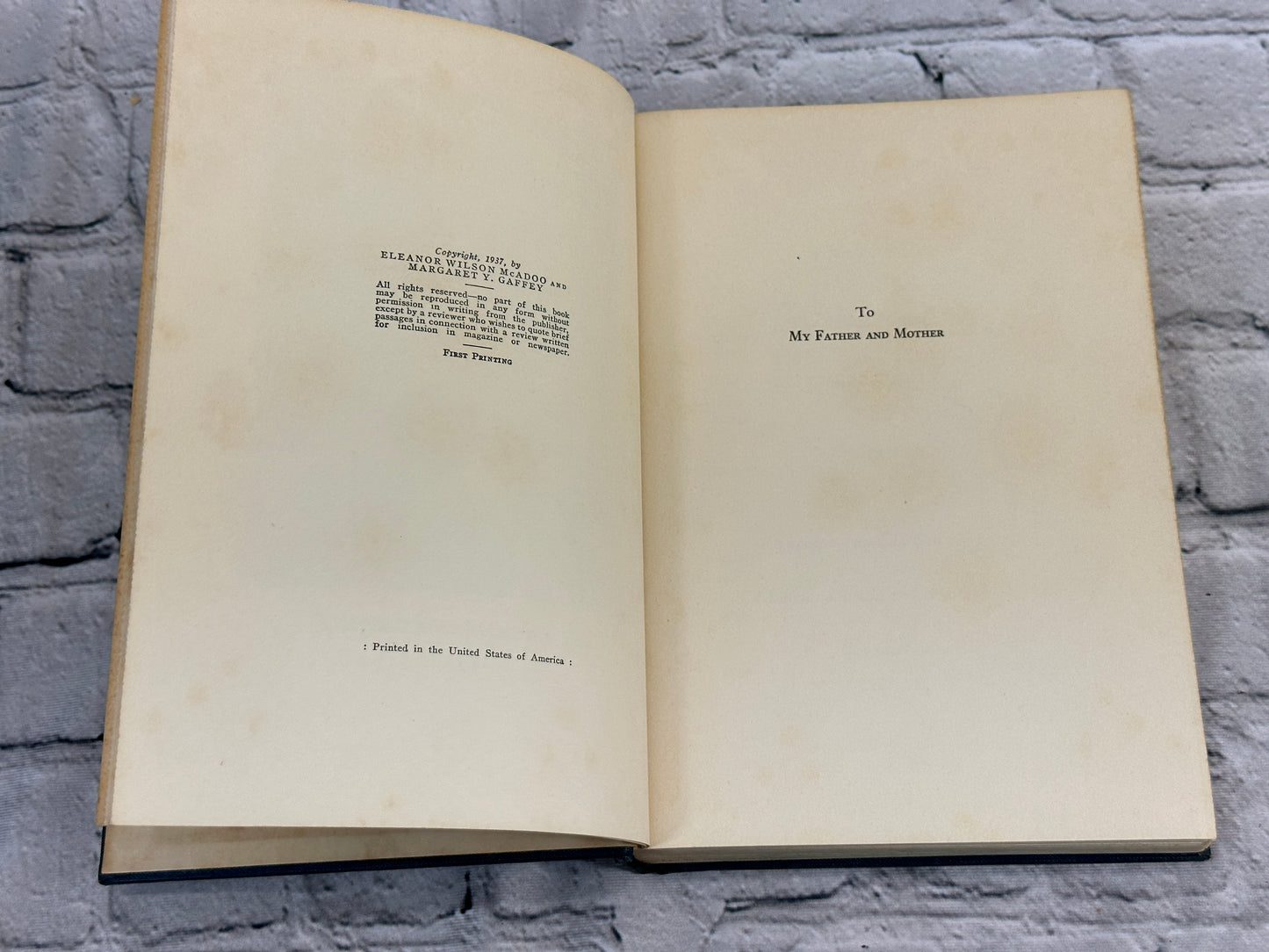 The Woodrow Wilsons by Elanor Wilson McAdoo [1937 · First Edition]