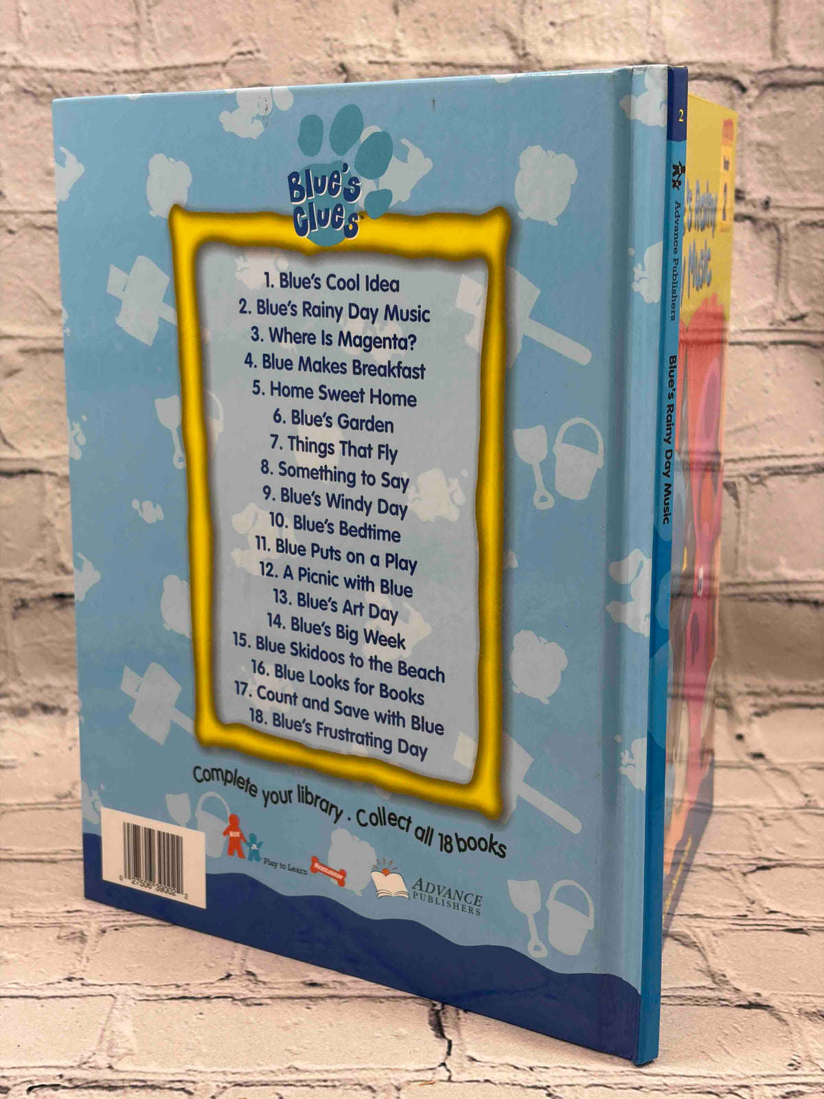 Blue's Rainy Day Music, Blue's Clues Discovery Series Book 2 hardcover - rear cover and spine