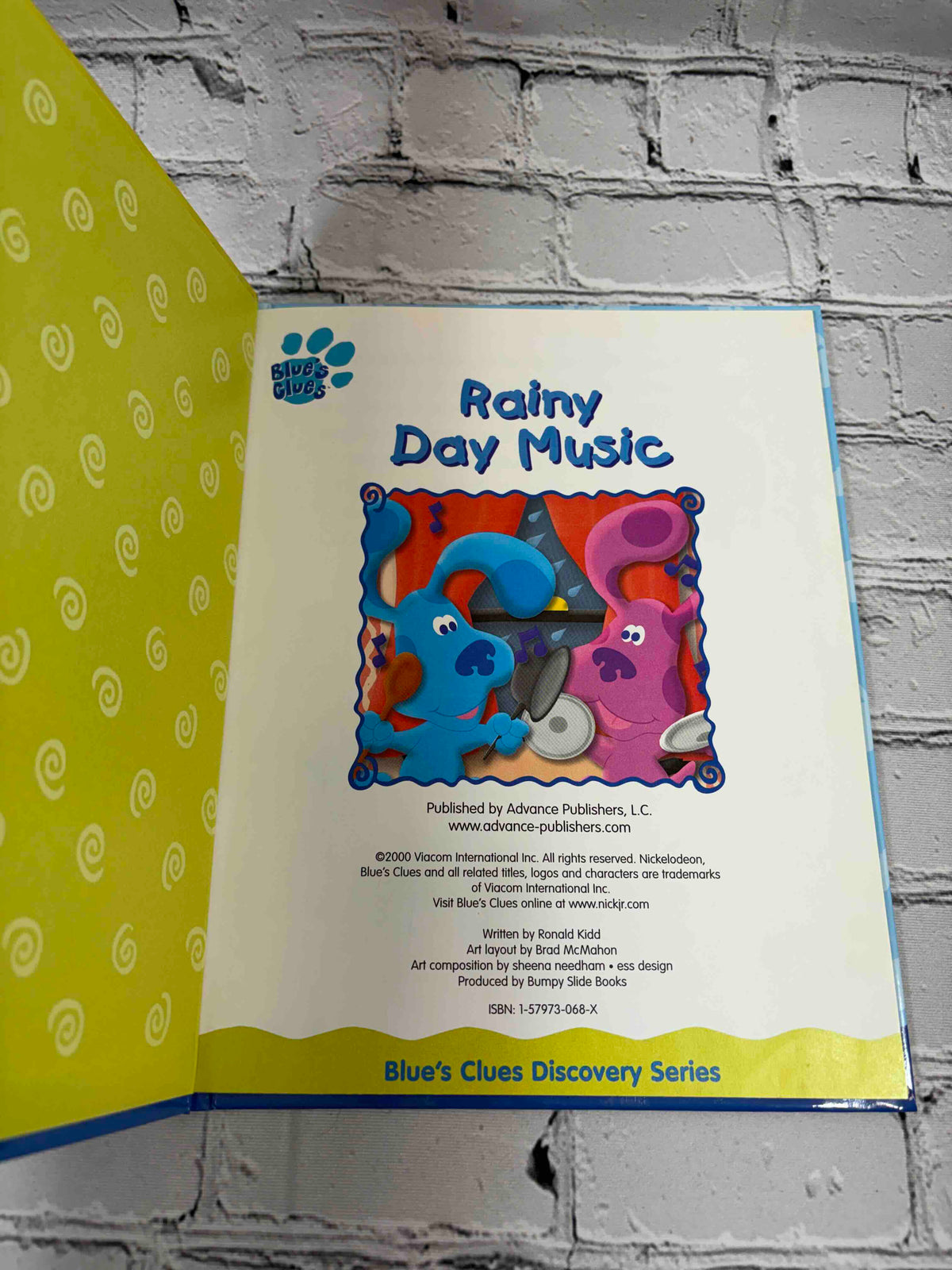 Blue's Rainy Day Music, Blue's Clues Discovery Series Book 2 hardcover - title and copyright page