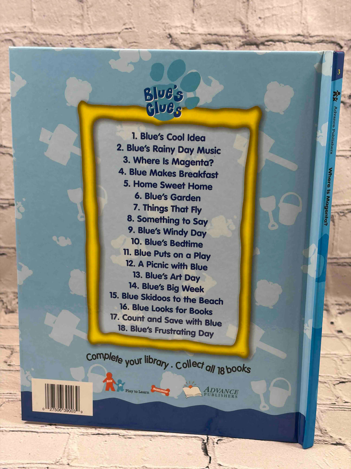 Where Is Magenta?, Blue's Clues Discovery Series Book 3 hardcover - rear cover and spine