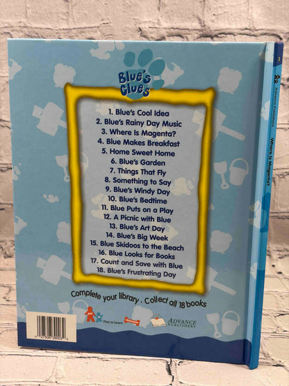 Where Is Magenta?, Blue's Clues Discovery Series Book 3 hardcover - rear cover and spine